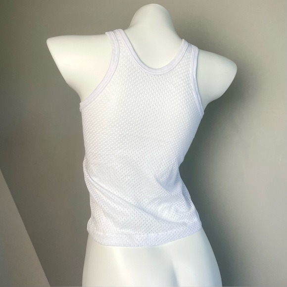 White Mesh Cropped Tank Top - Picture 3 of 4